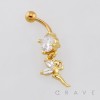 DANGLE SPARKLING MARQUISE CZ FAIRY CHARM BELLY BUTTON NAVEL RING 316L SURGICAL STEEL